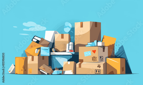 boxes pile of trash vector flat minimalistic isolated vector style illustration