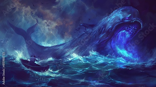 jonahs mystical encounter with the benevolent leviathan digital painting