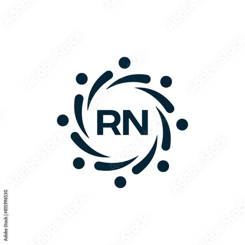 RN logo. R N design. White RN letter. RN, R N letter logo design. Initial letter RN linked circle uppercase monogram logo.