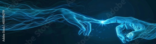 Bluethemed digital artwork featuring a hand and a star, indicating reaching for the top