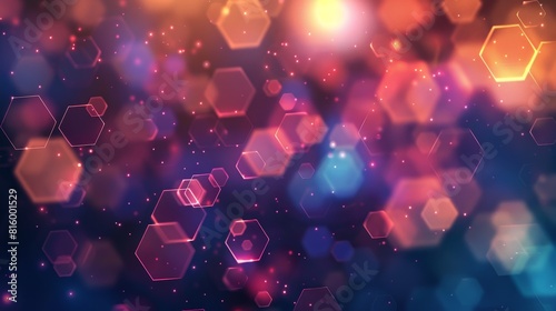 cool and dreamy hexagon bokeh effect background,