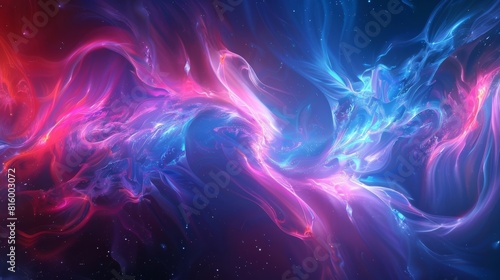 Colorful abstract fractal design wallpaper with galaxy theme.