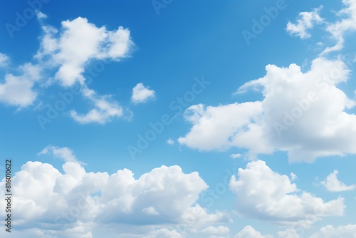 Beautiful white puffy clouds against blue sky