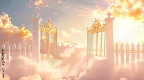 pearly gates of heaven isolated on white background religious symbolism digital illustration