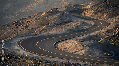 Al Ain Emirates curvy desert mountain road : Generative AI