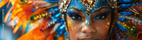 Convey the vibrant energy of a Brazilian carnival, where samba rhythms pulse through the night