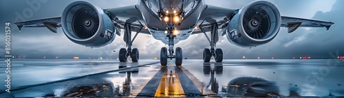 Close up of Airplane Landing Gear Retracting After Takeoff with Detailed Mechanical Design and Aerospace Concept
