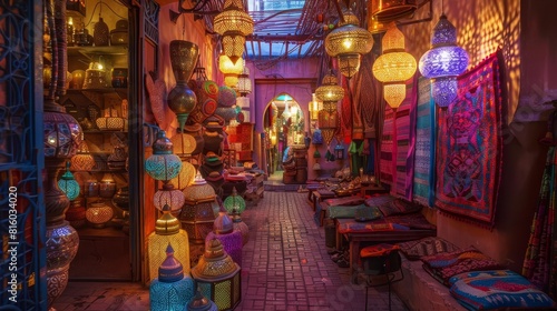 vibrant moroccan lighting shop in marrakech souk colorful travel photography