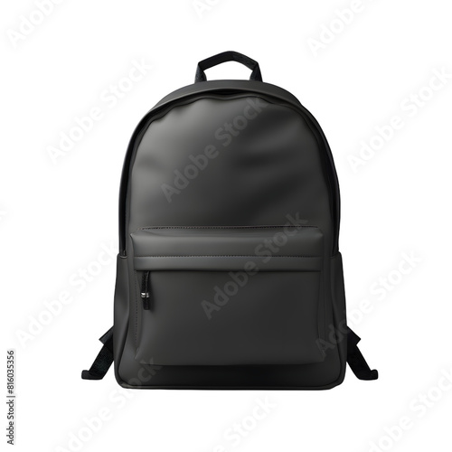 Black backpack mock up isolated on transparent background