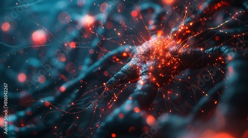 Quantum computing system with artificial neurons, global data connections, abstract technology background 8K , high-resolution, ultra HD,up32K HD