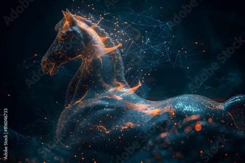 A horse with luminous lights close-up