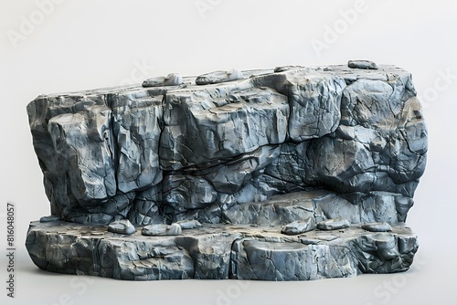 Rock formation composed of stones on a white surface