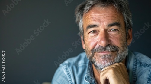 Pensive middle aged senior man contemplating wearing a thoughtful expression and smiling Concept of uncertainty