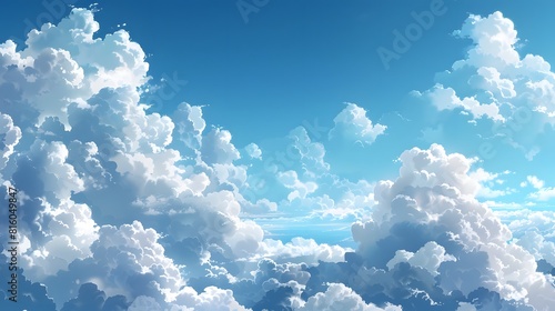 A sky with clouds featuring a plane flying in the distance