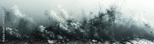 A horizontal banner featuring an abstract representation of dense fog and smoke. Created with Ai