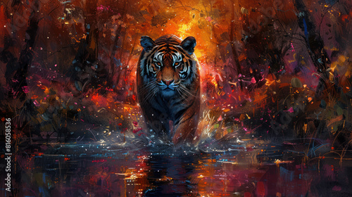Image of a hunting tiger