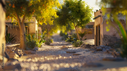 beautiful oasis in the desert village in the desert : Generative AI