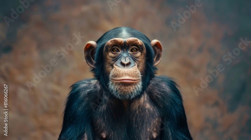  A close-up of a monkey with a serious expression on its face