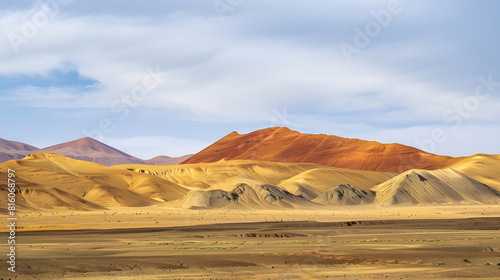 Colorful lonely sand mud and clay dunes under sky at drought desert landscape in Iran Unhabited Hot arid Kalout alias DashteLut : Generative AI