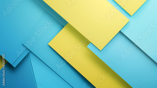 Fundo abstrato de composição de geometria de papel de cor azul e amarelo
