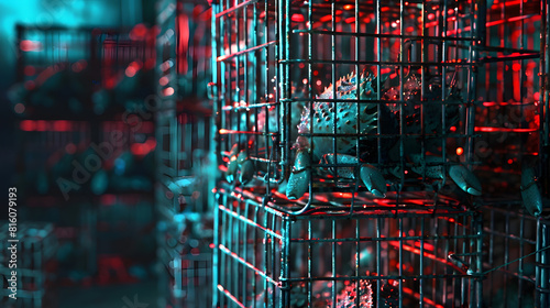 Lobster and Crab traps stack in a port Horizontal shot : Generative AI