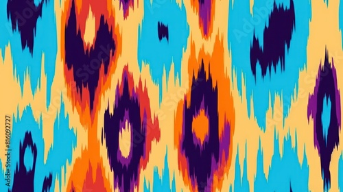 Colourful seamless pattern ethnic Ikat abstract background art.Illustration