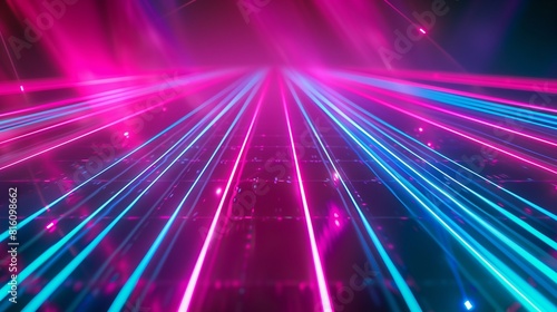 : Immerse yourself in the electrifying glow of an abstract neon background brought to life in 3D rendering. 