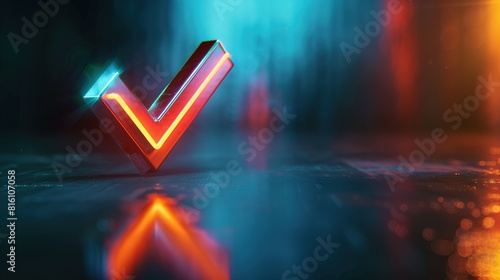 check mark sign on dark background 3d render concept for confirm approve correct success 
