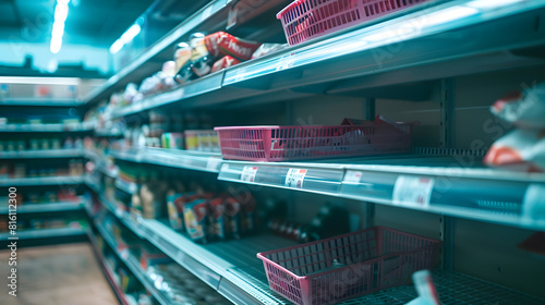 Empty items on the supermarket shelves Panic buying due to curfew covid 19 : Generative AI