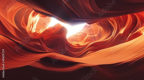 Low angle of spectacular view of Antelope Canyon with smooth brown surface located in Arizona hyper realistic 