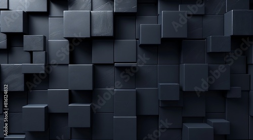 An abstract 3D background featuring black geometric cubes that could serve as a modern wallpaper or a best seller abstract background