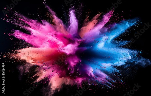 A mesmerizing explosion of colorful powder creates a dramatic wallpaper or background suitable for abstract or best seller works