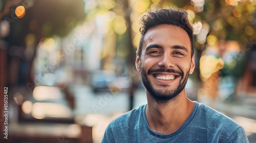 portrait of happy smiling man positive emotion expression lifestyle photography