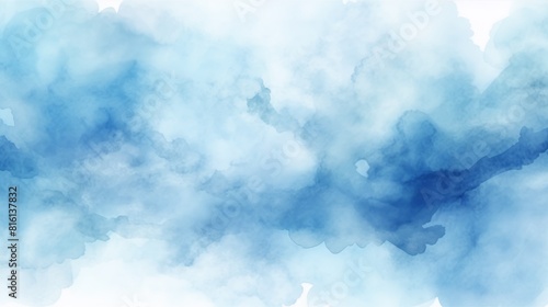 Soft blue hues mix and merge like cloudy skies in this tranquil watercolor abstract background