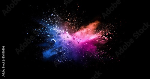 An abstract, best-seller potential background wallpaper showcasing a colorful powder explosion on a black backdrop