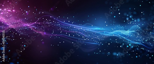 Dynamic abstract wallpaper with lines of glowing particles floating across a dark background, ideal as a best-seller