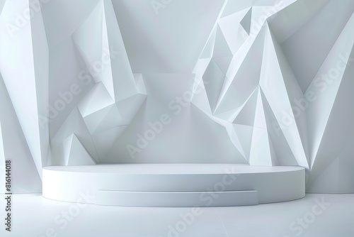 This minimalistic white 3D polygonal shapes can serve as an abstract modern background for a best-seller wallpaper