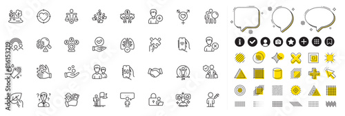 Set of Organic tested, People vaccination and Couple line icons for web app. Design elements, Social media icons. Fingerprint, Social distance, Approved checkbox icons. Vector