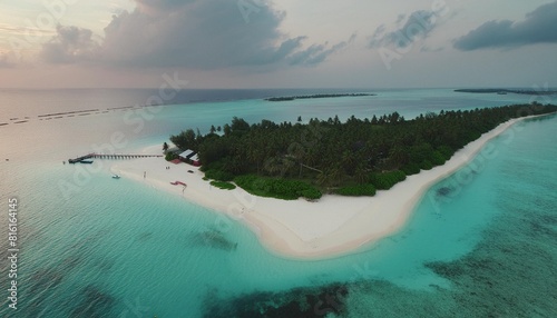 tropical maldives island with white sandy beach and sea
