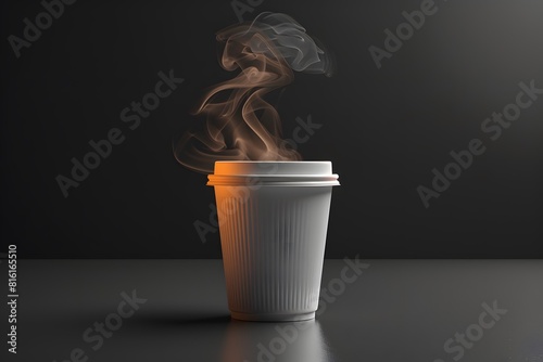 A cup of coffee emitting steam
