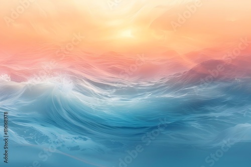 A close up of a painting of a wave in the ocean