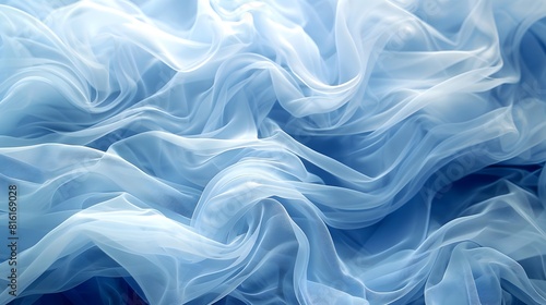 Close-up of large wave on blue fabric