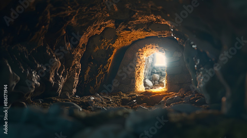 Resurrection Of Jesus Christ Tomb Empty Easter : Generative AI