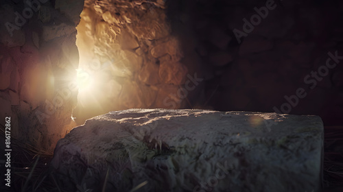 Resurrection Of Jesus Christ Tomb Empty Easter : Generative AI