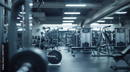 No people photo of an empty gym wellequipped with all kinds of machines : Generative AI