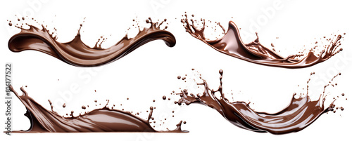 Set of delicious melted chocolate splashes, cut out