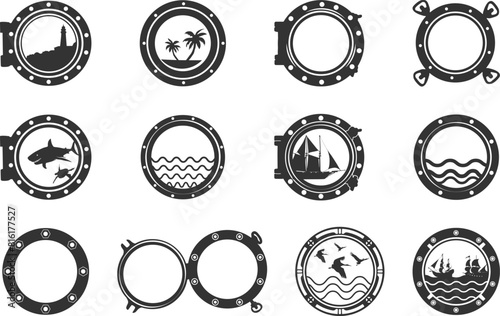 Porthole silhouette, Porthole svg, Cruise svg, Cruise ship svg, Boat porthole svg, Porthole clipart, Ship porthole clipart, Ship porthole window svg, Boat porthole silhouette.