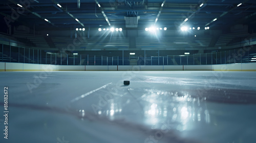 Hockey ice rink sport arena empty field stadium : Generative AI