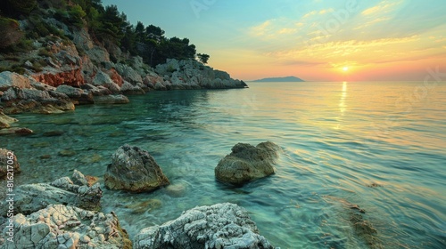 Large sea bay during sunset. Natural composition