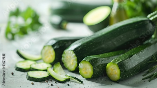 Cooking ingredient zucchini in its raw green and ripe state